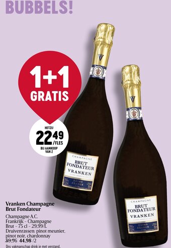 Delhaize Vranken Champagne Brut Fondateur Champagne A.C. Brut - 75 cl aanbieding