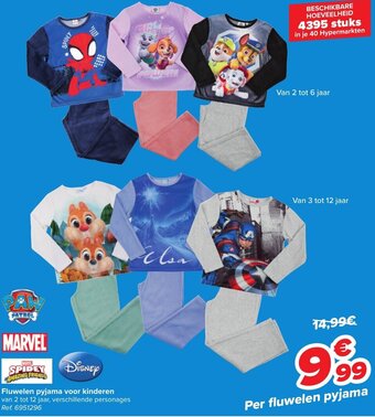 Fluwelen pyjama voor kinderen van 2 tot 12 jaar,
