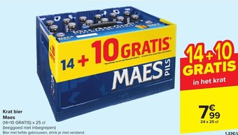 Carrefour Market Maes Krat bier 24 x 25cl aanbieding