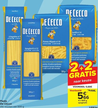 Carrefour Market De Cecco Pasta 4 x 500g aanbieding