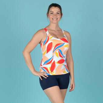 Decathlon Badpak met pijpjes en tankini voor zwemmen dames heva lea meloenroze aanbieding