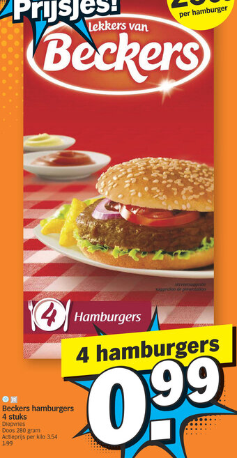 Beckers hamburgers 4 stuks