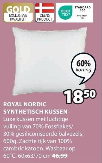 Jysk Royal nordic synthetisch kussen aanbieding