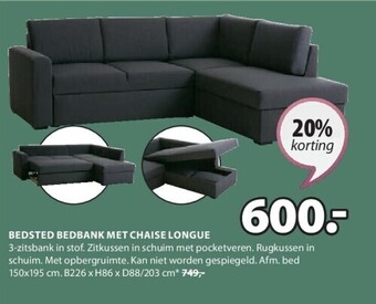 Jysk Bedsted bedbank met chaise longue aanbieding
