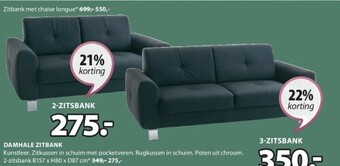 Jysk Damhale zitbank 2-zitsbank b157 x h80 x d87 cm aanbieding