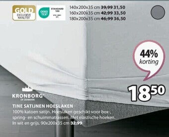 Jysk Tine satijnen hoeslaken aanbieding