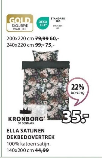 Jysk Ella satijnen dekbedovertrek aanbieding