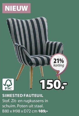 Jysk Simested fauteuil aanbieding
