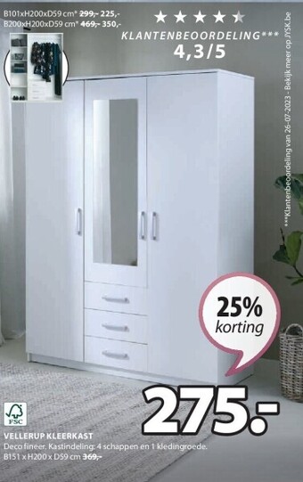 Jysk Vellerup kleerkast aanbieding