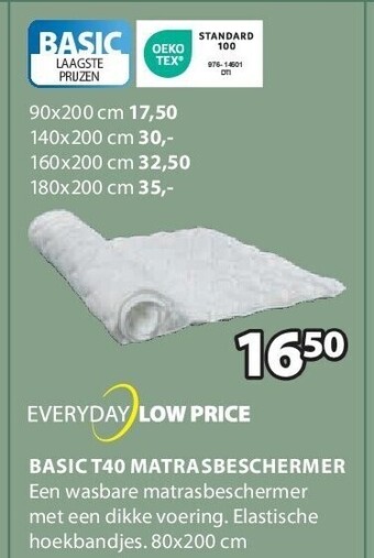 Jysk Basic t40 matrasbeschermer aanbieding