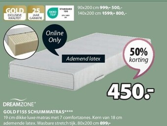 Jysk Gold f155 schuimmatras aanbieding