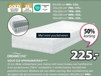 Jysk Gold s25 springmatras aanbieding