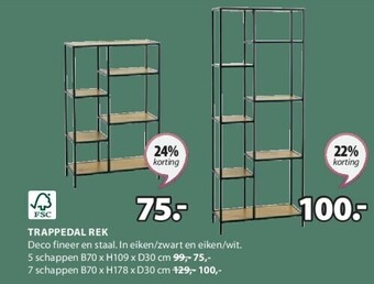 Jysk Trappedal rek 5 schappen b70 x h109 x d30 cm aanbieding