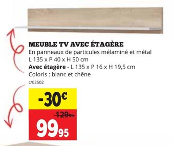 Dema MEUBLE TV AVEC ÉTAGÈRE L 135 x P 40 x H 50 cm aanbieding