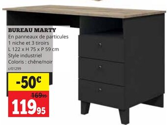 Dema BUREAU MARTY L 122 x H 75 x P 59 cm aanbieding