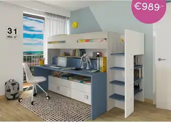 Baby & Tiener Hoogslaper Spectra Smokey Blue 90*200cm aanbieding
