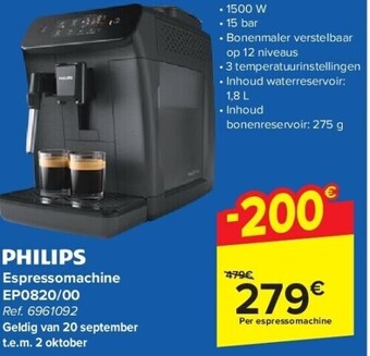 Carrefour Espressomachine ep0820/00 aanbieding