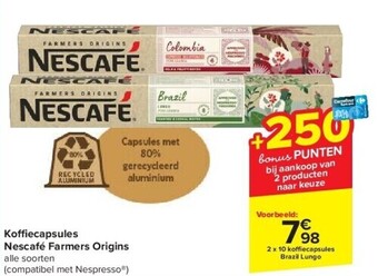 Carrefour Ko ecapsules nescafé farmers origins aanbieding