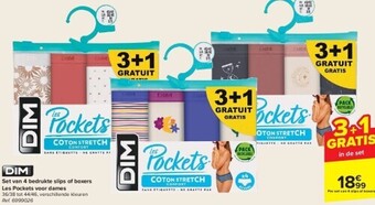 Carrefour Set van 4 bedrukte slips of boxers les pockets voor dames aanbieding