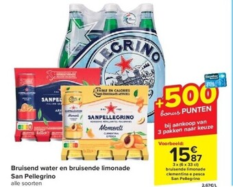 Carrefour Bruisend water en bruisende limonade san pellegrino aanbieding