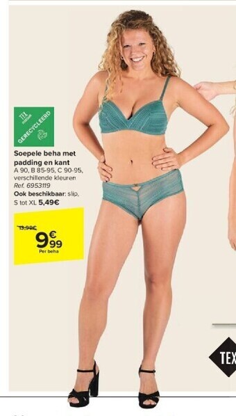 Carrefour Soepele beha met padding en kant aanbieding