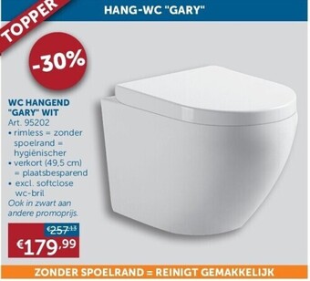 Zelfbouwmarkt Wc hangend gary wit aanbieding