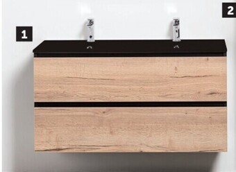 Zelfbouwmarkt Badkamermeubel dotan zwart/eik wastafelkast 1.200 x 625 x 435 mm aanbieding