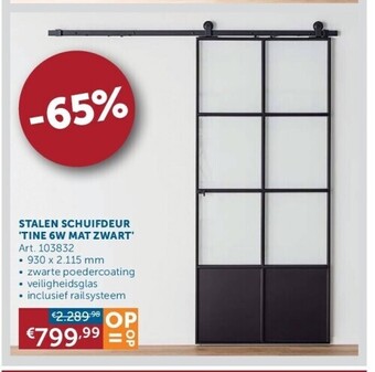 Zelfbouwmarkt Stalen schuifdeur 'tine 6w mat zwart' aanbieding