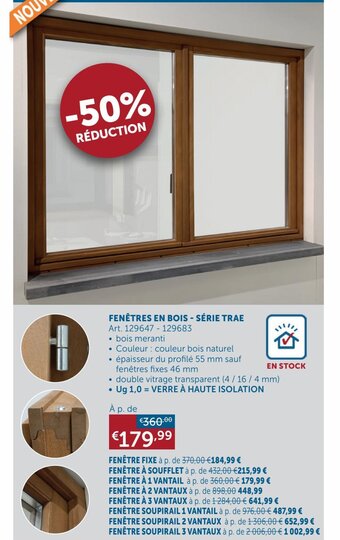 Zelfbouwmarkt FENÊTRES EN BOIS - SÉRIE TRAE aanbieding