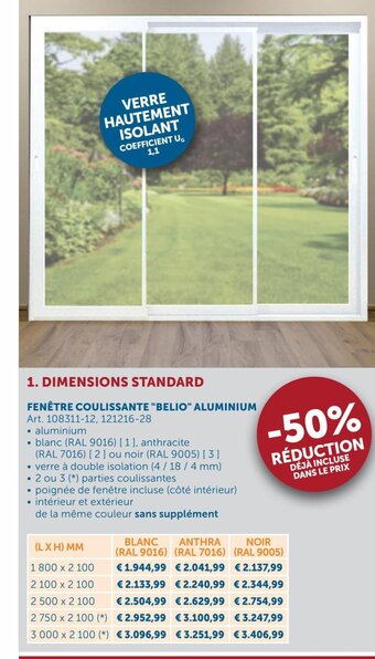 FENÊTRE COULISSANTE "BELIO" ALUMINIUM