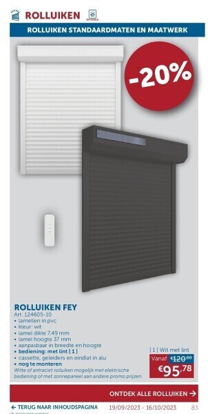 Zelfbouwmarkt Rolluiken fey aanbieding