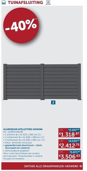 Zelfbouwmarkt Aluminium afsluiting havana aanbieding