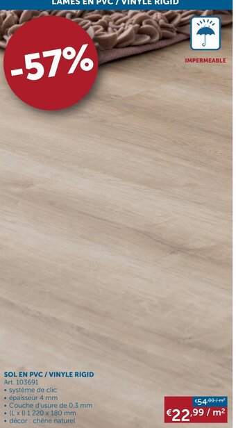 Zelfbouwmarkt SOL EN PVC / VINYLE RIGID 1 220 x 180mm aanbieding