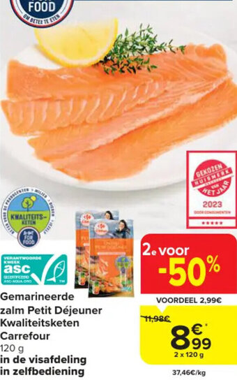 Carrefour Market Gemarineerde zalm Petit Déjeuner Kwaliteitsketen Carrefour 2 x 120g aanbieding