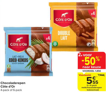 Carrefour Market Côte d'Or Chocoladerepen aanbieding