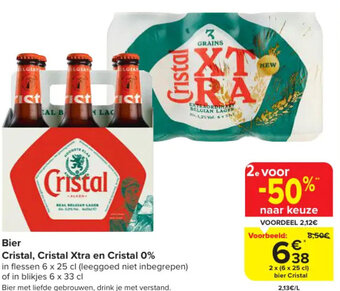 Carrefour Market Bier Cristal, Cristal Xtra en Cristal 0% 2 x (6 x 25cl) aanbieding