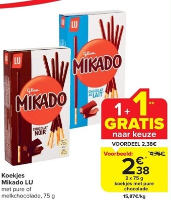 Carrefour Koekjes mikado lu aanbieding