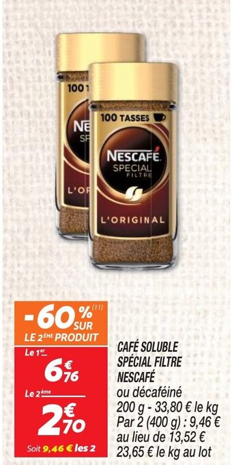 Netto CAFÉ SOLUBLE SPÉCIAL FILTRE NESCAFE aanbieding