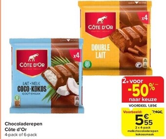 Carrefour Chocoladerepen côte d’or aanbieding