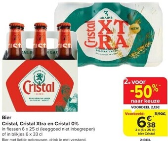 Carrefour Bier cristal, cristal xtra en cristal 0% aanbieding