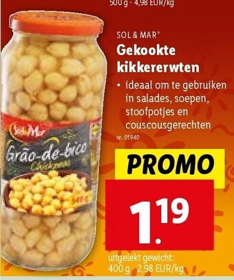 Lidl Gekookte kikkererwten aanbieding