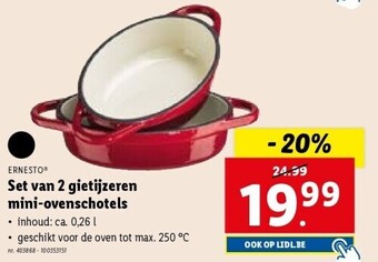 Lidl Set van 2 gietijzeren mini-ovenschotels aanbieding