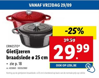 Lidl Gietijzeren braadslede 25 cm aanbieding