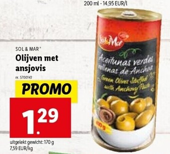 Lidl Olijven met ansjovis aanbieding