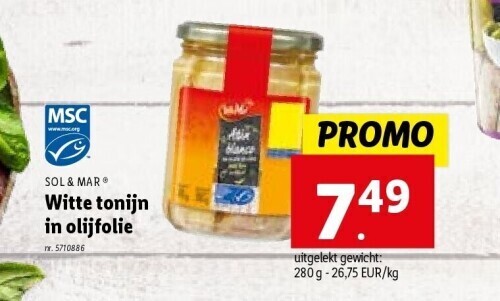 Lidl Witte tonijn in olijfolie aanbieding