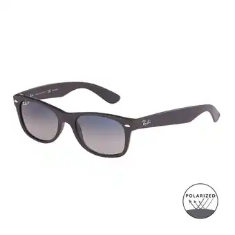 Ray-ban rb2132 601s78 - new wayfarer (classic) - zonnebril - mat zwart / blauw-grijs gradiënt - gepolariseerd- 52mm