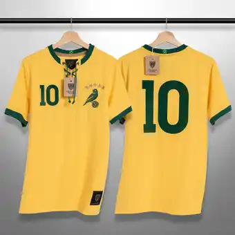 Decathlon T-shirt la canarinha retro met veters football volwassen vintage aanbieding