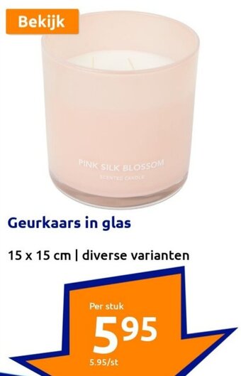 Action Geurkaars in glas 15 x 15 cm aanbieding