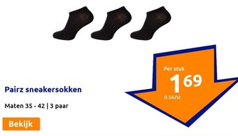 Pairz sneakersokken Maten 35-42 | 3 paar