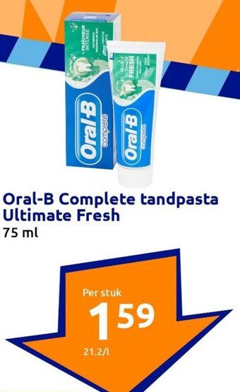 Action Oral-B Complete tandpasta Ultimate Fresh 75ml aanbieding